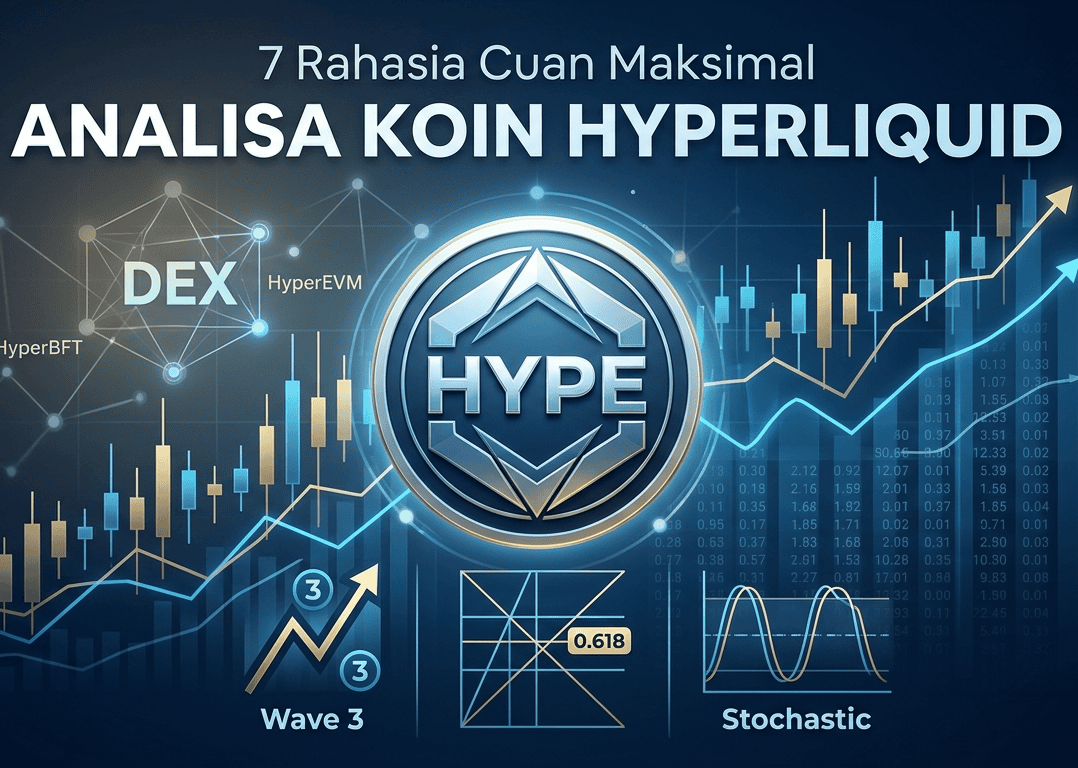 "Grafik analisa teknikal koin Hyperliquid menunjukkan pergerakan harga, indikator Stochastic, gelombang Elliott Wave, dan level Fibonacci untuk strategi trading maksimal."